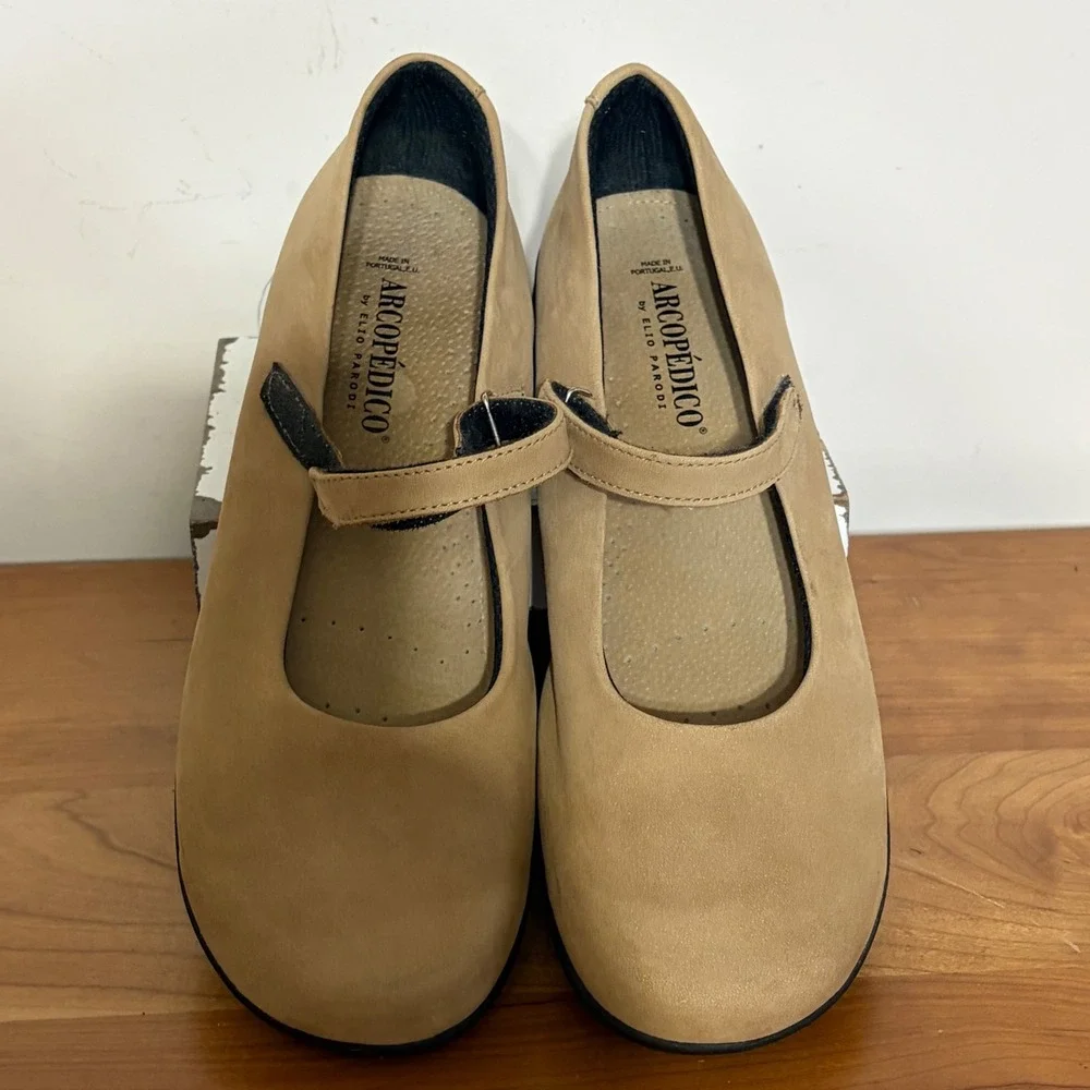 Arcopedico Lytech Mary Jane Flats Tan Beige Comfort Shoes Size 42 9 Portugal